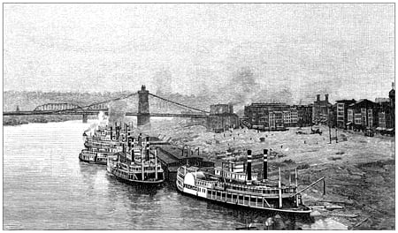 Historical Illustration of The Banks, Cincinnati